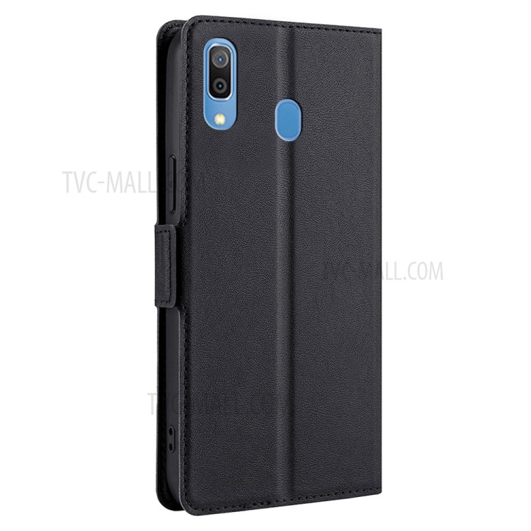 Side Magnetic Closure Stand Design Ultra-thin Leather Phone Card Slot Cover Case for Samsung Galaxy A20/A30 (Japanese Version) - Black-5