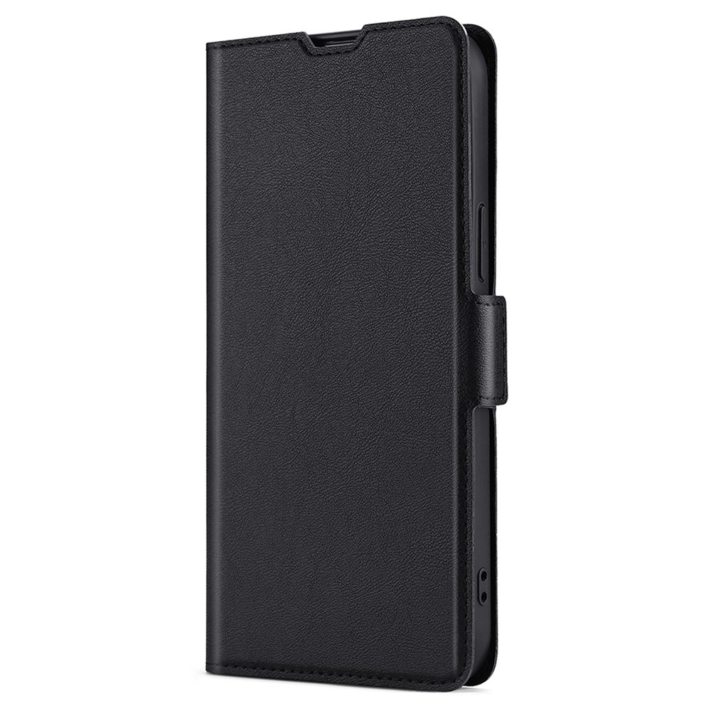 Side Magnetic Closure Folio Flip Card Slot Leather Phone Cover Stand Case for Samsung Galaxy A22 4G (EU Version) - Black-4