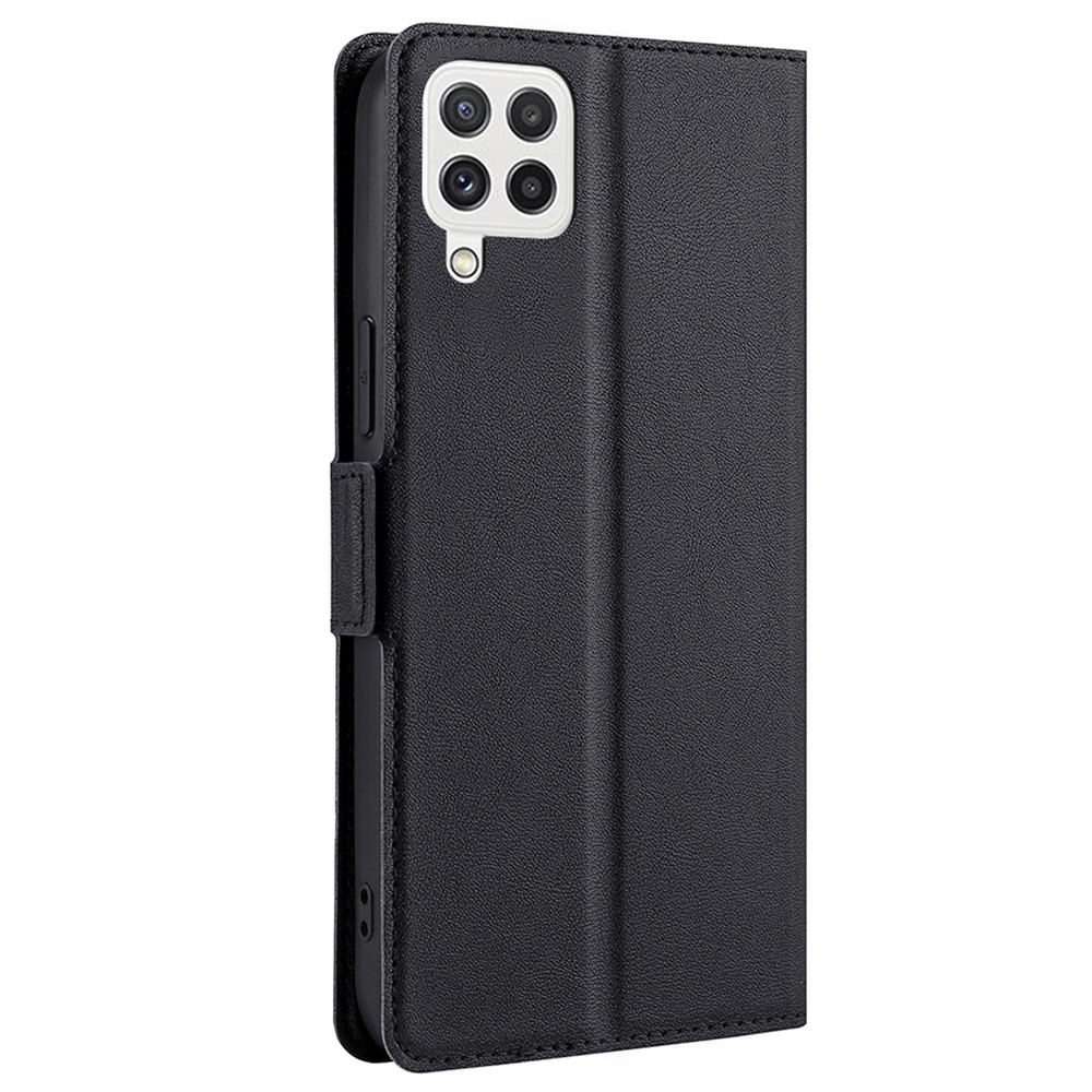Side Magnetic Closure Folio Flip Card Slot Leather Phone Cover Stand Case for Samsung Galaxy A22 4G (EU Version) - Black-5