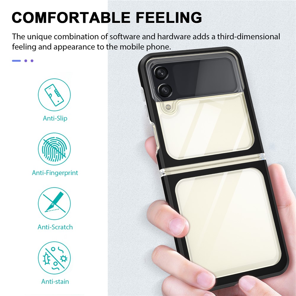 Anti-fall Transparent TPU + Acrylic + PC Hybrid Phone Case Cover for Samsung Galaxy Z Flip3 5G - Black-2