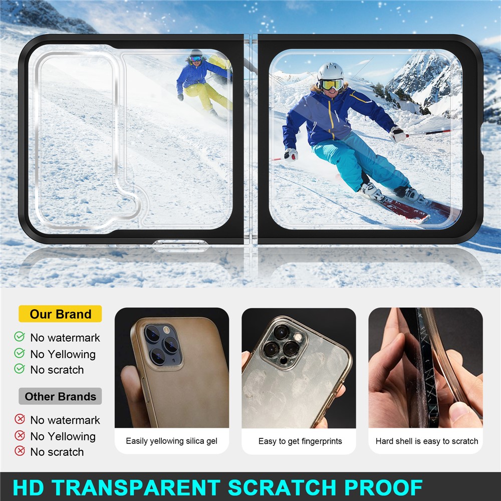 Anti-fall Transparent TPU + Acrylic + PC Hybrid Phone Case Cover for Samsung Galaxy Z Flip3 5G - Black-3