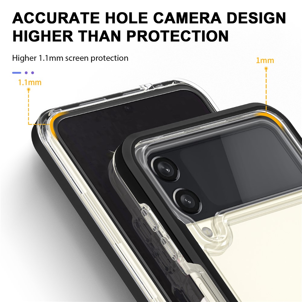 Anti-fall Transparent TPU + Acrylic + PC Hybrid Phone Case Cover for Samsung Galaxy Z Flip3 5G - Black-4