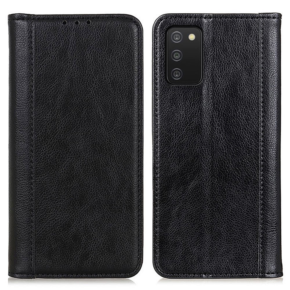 Litchi Texture Auto Closing Magnetic Split Leather Wallet Flip Stand Protective Cover for Samsung Galaxy A03s (164.2 x 75.9 x 9.1mm) - Black-1