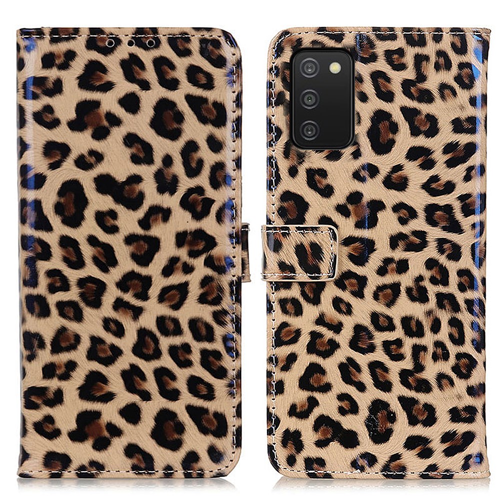 Leopard Texture PU Leather Wallet Stand Flip Protective Phone Case with Magnetic Closure for Samsung Galaxy A03s (164.2 x 75.9 x 9.1mm)-1