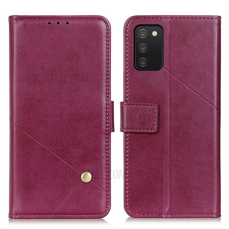 Magnetic Closure Flip Folio Shockproof PU Leather Cell Phone Stand Case Cover for Samsung Galaxy A03s (164.2 x 75.9 x 9.1mm) - Red-1