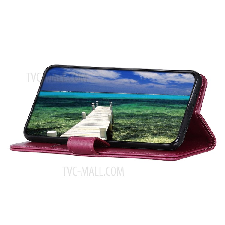 Magnetic Closure Flip Folio Shockproof PU Leather Cell Phone Stand Case Cover for Samsung Galaxy A03s (164.2 x 75.9 x 9.1mm) - Red-5