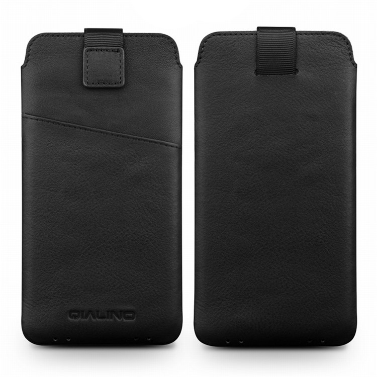Bolsa de manga de couro genuíno QIALINO com guia de pressão para Samsung Note7 / S7 / Note5 / S6 Etc - Preto-1