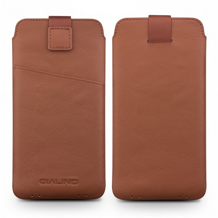 QIALINO Bolsa de couro genuíno caso titular do cartão para Samsung Note7 / S7 / Note5 / S6 Etc - Brown-1