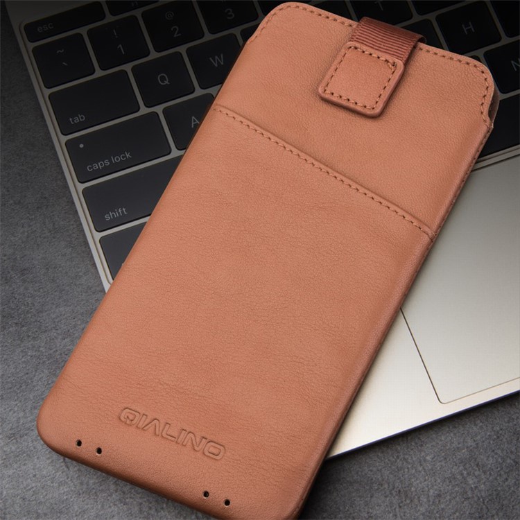 QIALINO Bolsa de couro genuíno caso titular do cartão para Samsung Note7 / S7 / Note5 / S6 Etc - Brown-12