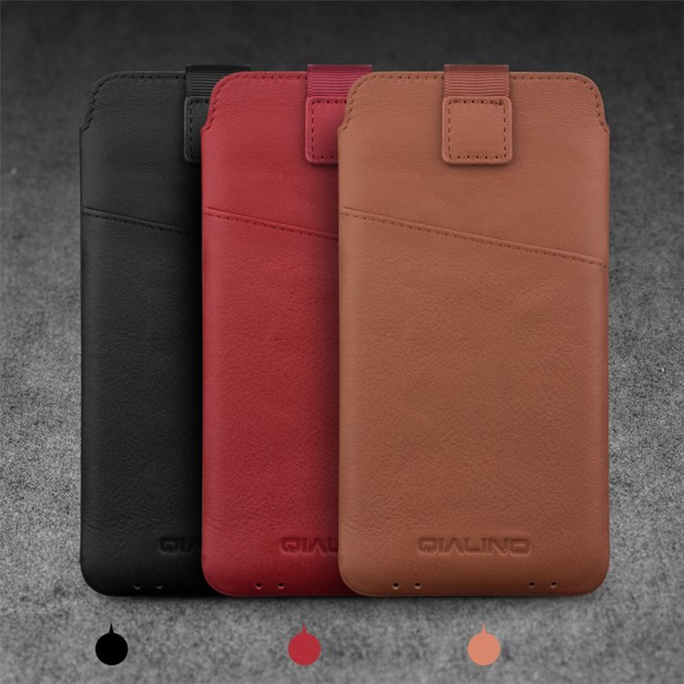 QIALINO Bolsa de couro genuíno caso titular do cartão para Samsung Note7 / S7 / Note5 / S6 Etc - Brown-15