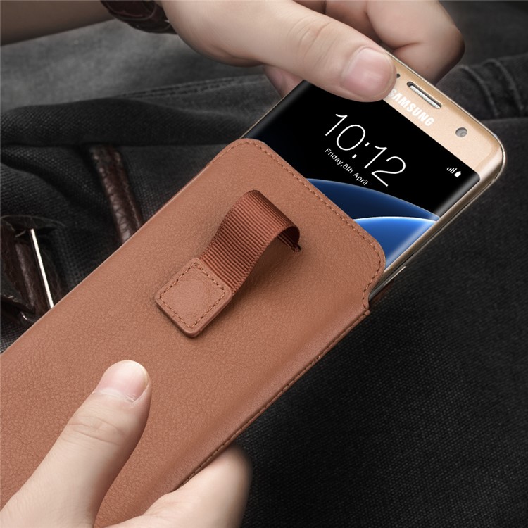 QIALINO Bolsa de couro genuíno caso titular do cartão para Samsung Note7 / S7 / Note5 / S6 Etc - Brown-6