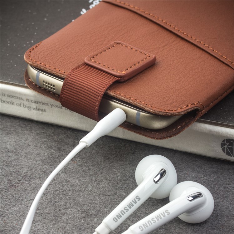 QIALINO Bolsa de couro genuíno caso titular do cartão para Samsung Note7 / S7 / Note5 / S6 Etc - Brown-7