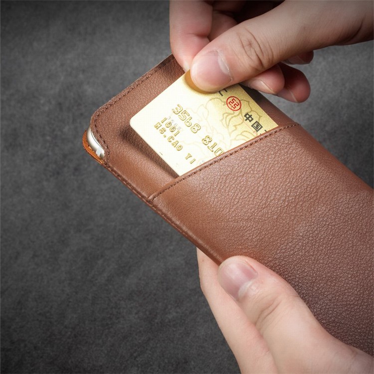 QIALINO Bolsa de couro genuíno caso titular do cartão para Samsung Note7 / S7 / Note5 / S6 Etc - Brown-9