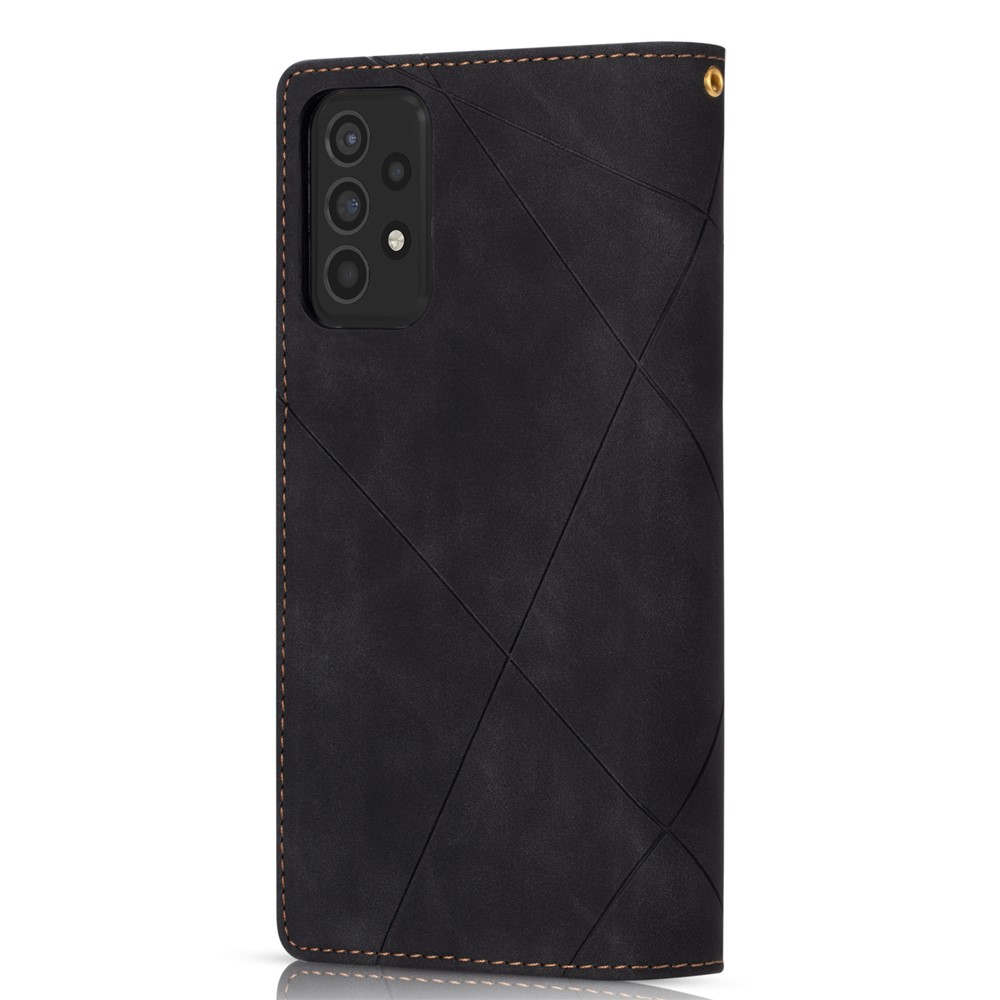 Flip Phone Case Splicing Design Leather Phone Case Wallet Stand Protective Cover for Samsung Galaxy A72 5G/4G - Black-3