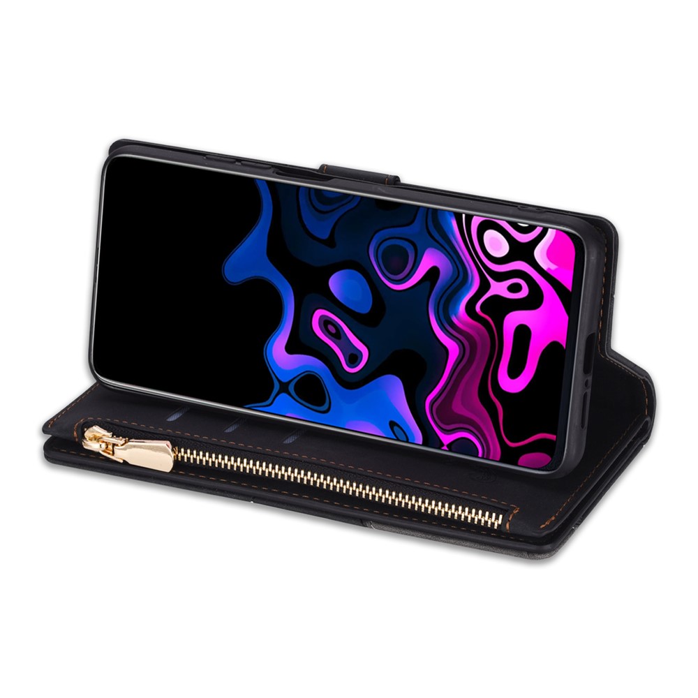 Flip Phone Case Splicing Design Leather Phone Case Wallet Stand Protective Cover for Samsung Galaxy A72 5G/4G - Black-5