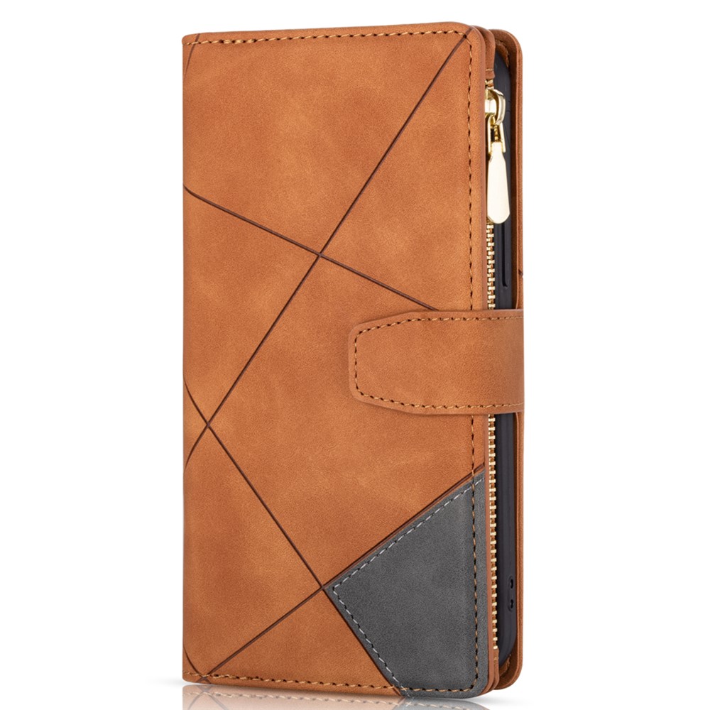Shockproof Splicing Design Leather + TPU Phone Case Wallet Stand Protective Cover for Samsung Galaxy A52 5G / A52s 5G / A52 4G - Brown-2