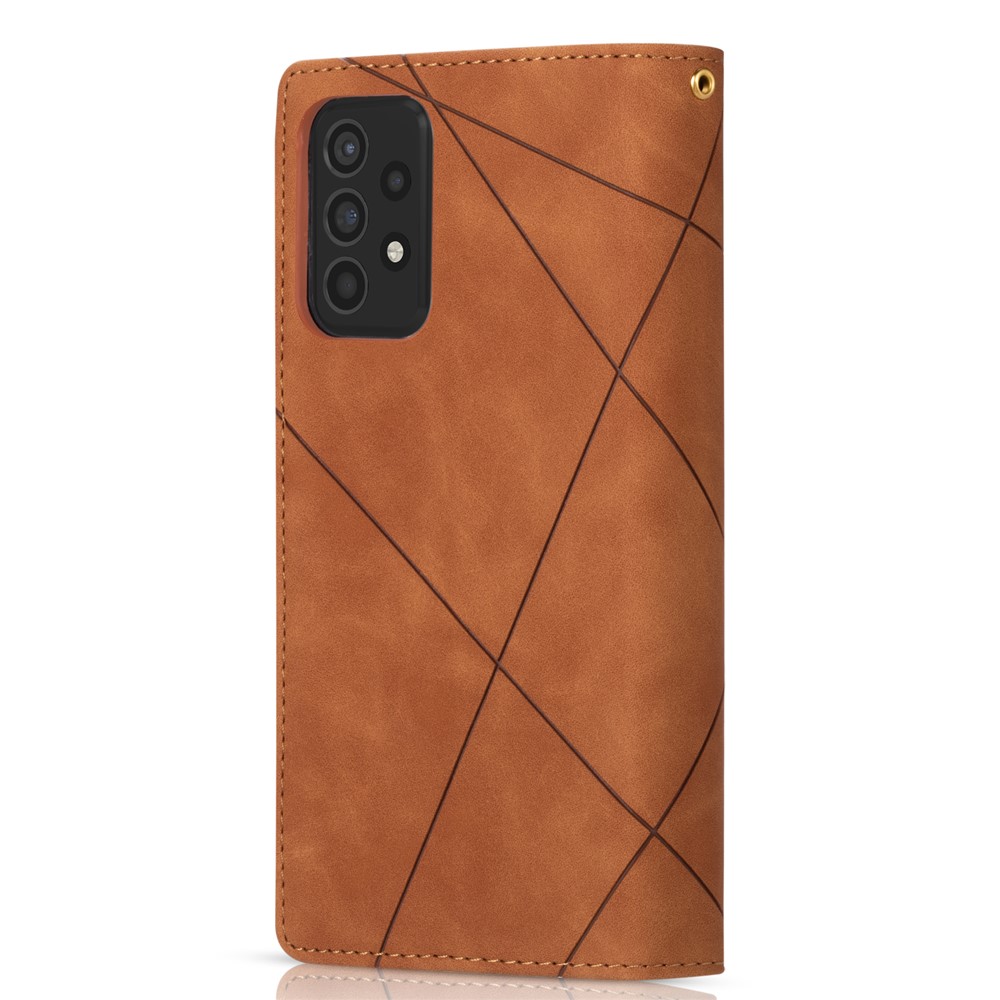Shockproof Splicing Design Leather + TPU Phone Case Wallet Stand Protective Cover for Samsung Galaxy A52 5G / A52s 5G / A52 4G - Brown-3