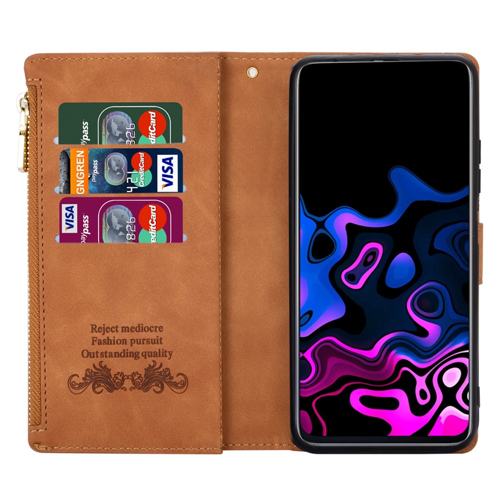 Shockproof Splicing Design Leather + TPU Phone Case Wallet Stand Protective Cover for Samsung Galaxy A52 5G / A52s 5G / A52 4G - Brown-4