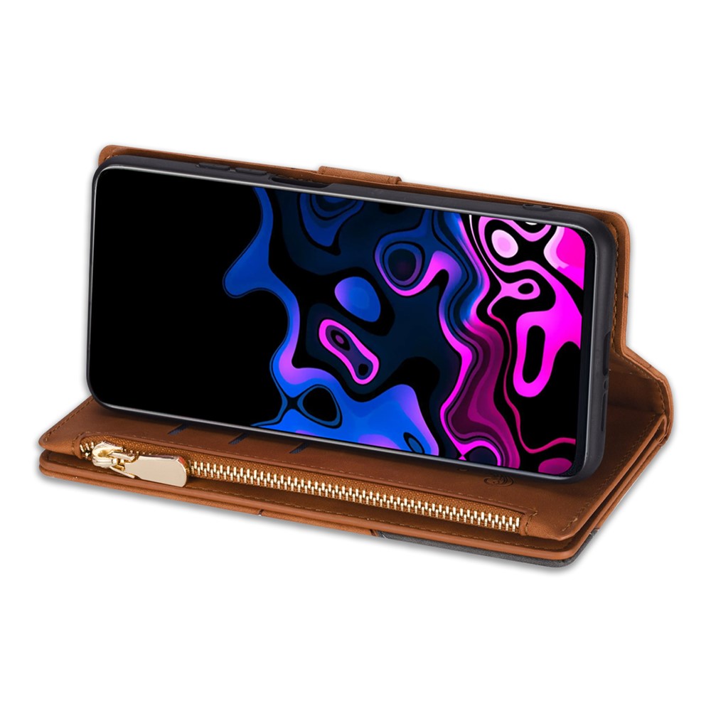 Shockproof Splicing Design Leather + TPU Phone Case Wallet Stand Protective Cover for Samsung Galaxy A52 5G / A52s 5G / A52 4G - Brown-5