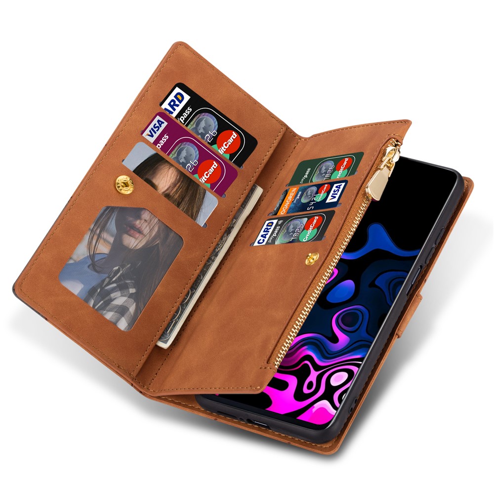 Shockproof Splicing Design Leather + TPU Phone Case Wallet Stand Protective Cover for Samsung Galaxy A52 5G / A52s 5G / A52 4G - Brown-7