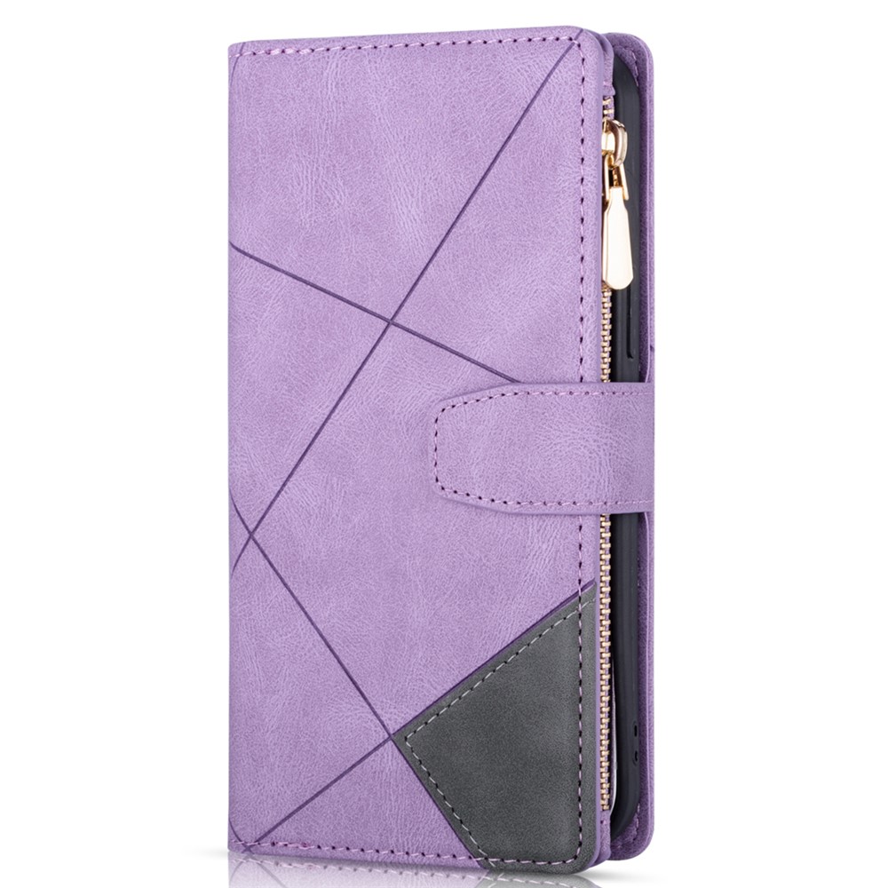 Stylish Splicing Design Leather Phone Case Wallet Stand Protective Cover for Samsung Galaxy A32 5G - Purple-2