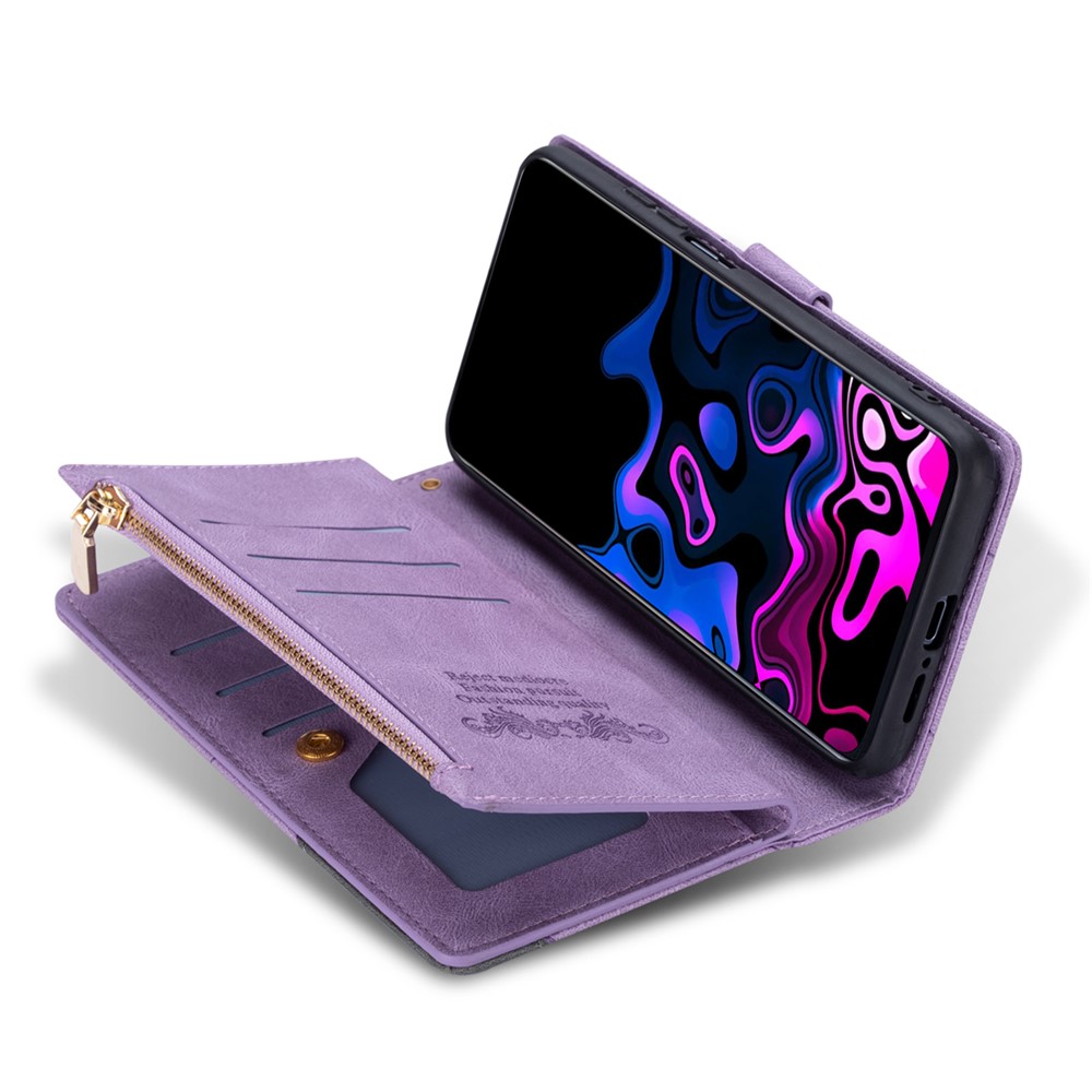 Stylish Splicing Design Leather Phone Case Wallet Stand Protective Cover for Samsung Galaxy A32 5G - Purple-5