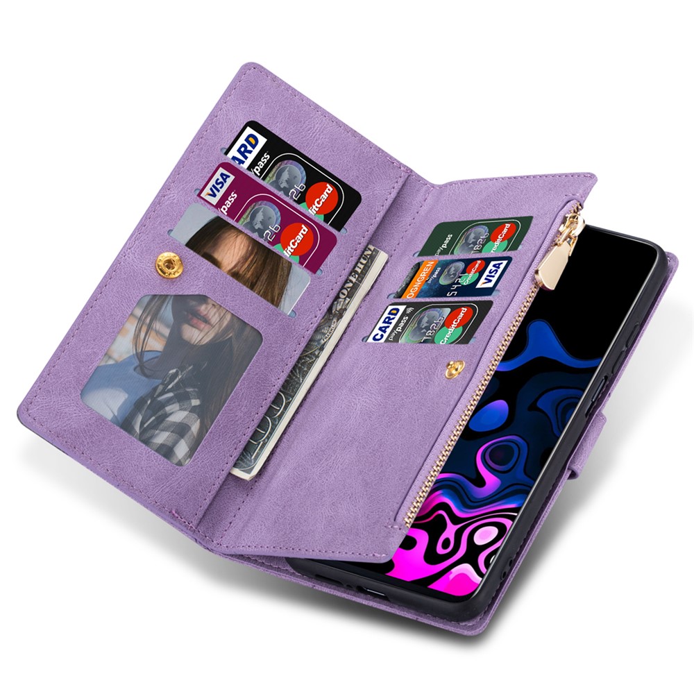 Stylish Splicing Design Leather Phone Case Wallet Stand Protective Cover for Samsung Galaxy A32 5G - Purple-6