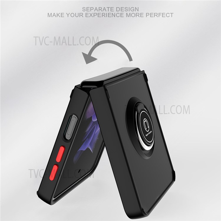 PC+TPU Kickstand Design Phone Case Full Protective Shock-resistant Phone Back Shell for Samsung Galaxy Z Flip3 5G - Black Red-5