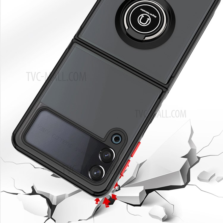 PC+TPU Kickstand Design Phone Case Full Protective Shock-resistant Phone Back Shell for Samsung Galaxy Z Flip3 5G - Black Red-6