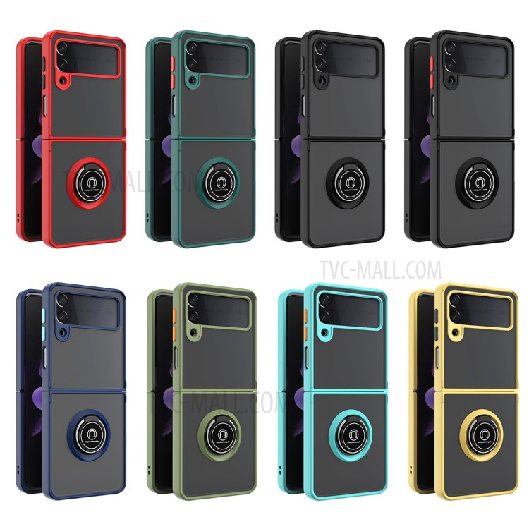 PC+TPU Kickstand Design Phone Case Full Protective Shock-resistant Phone Back Shell for Samsung Galaxy Z Flip3 5G - Black Red-8