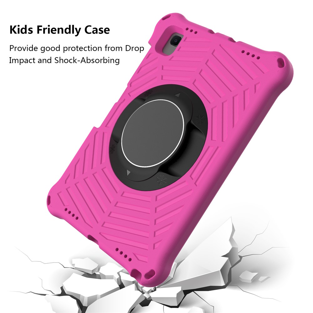 Spider Web Texture Kickstand Design Anti-fall EVA Tablet Protective Cover Case with Shoulder Strap for Samsung Galaxy Tab S6 Lite 10.4 2020 SM-P610/P615 - Rose-2