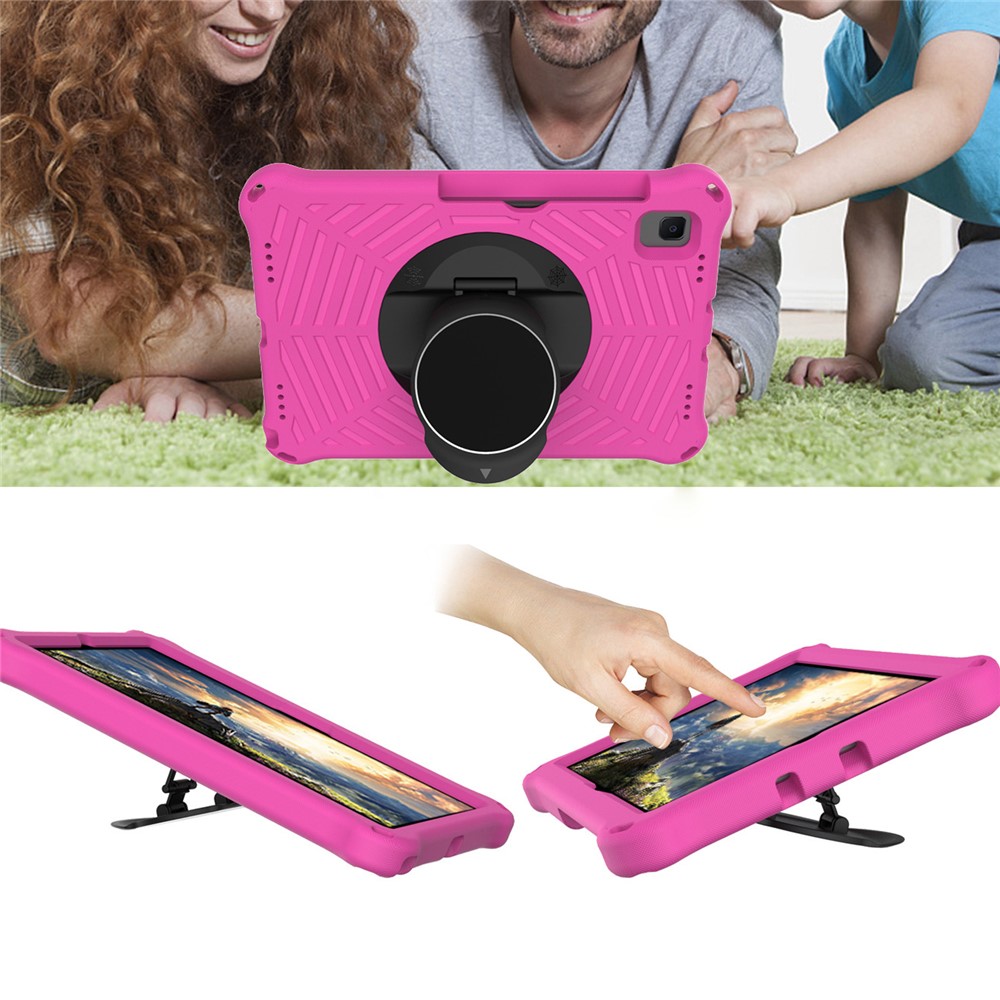 Spider Web Texture Kickstand Design Anti-fall EVA Tablet Protective Cover Case with Shoulder Strap for Samsung Galaxy Tab S6 Lite 10.4 2020 SM-P610/P615 - Rose-5