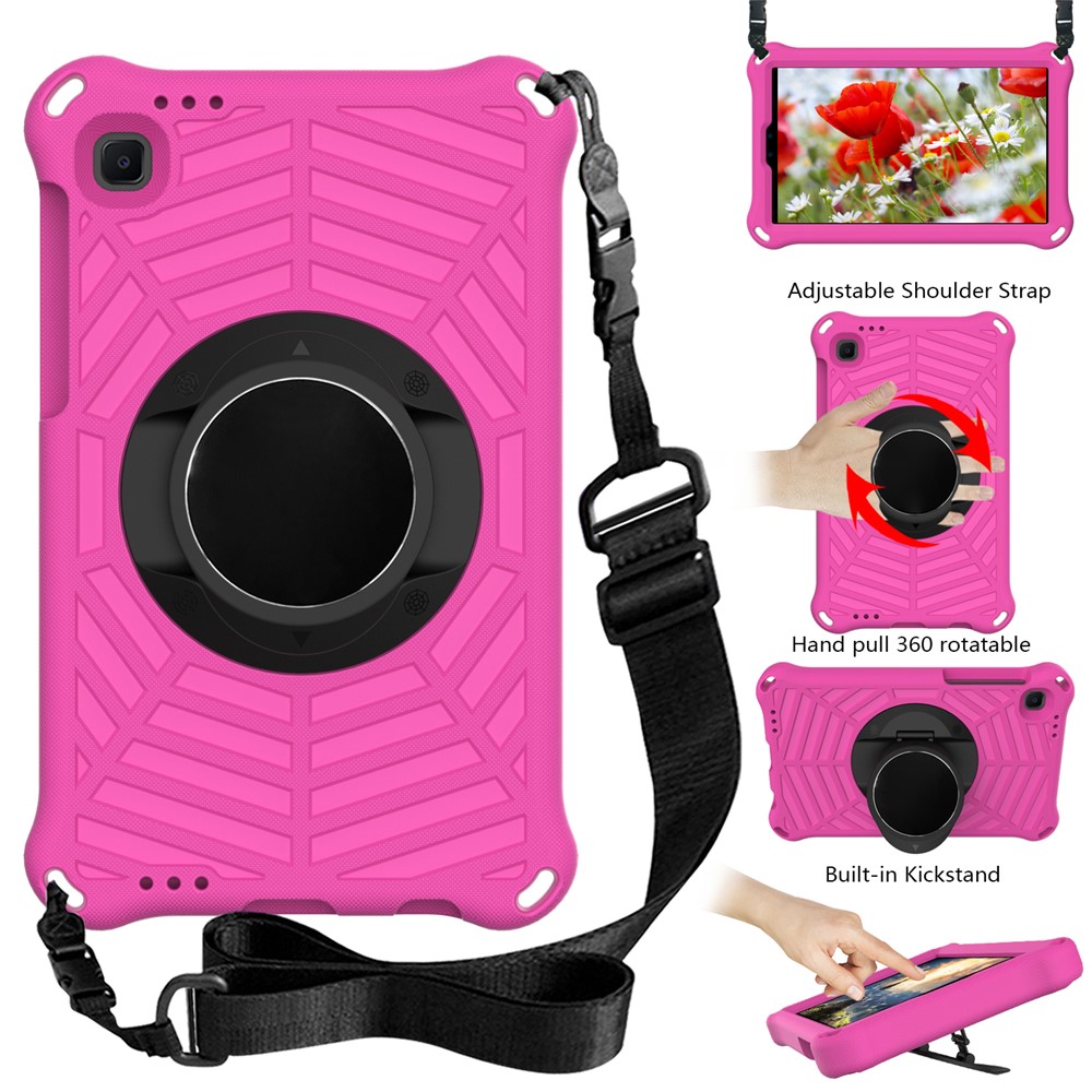 Kickstand Design Spider Web Texture EVA Tablet Cover Protective Case with Shoulder Strap for Samsung Galaxy Tab A7 Lite 8.7-inch - Rose-2