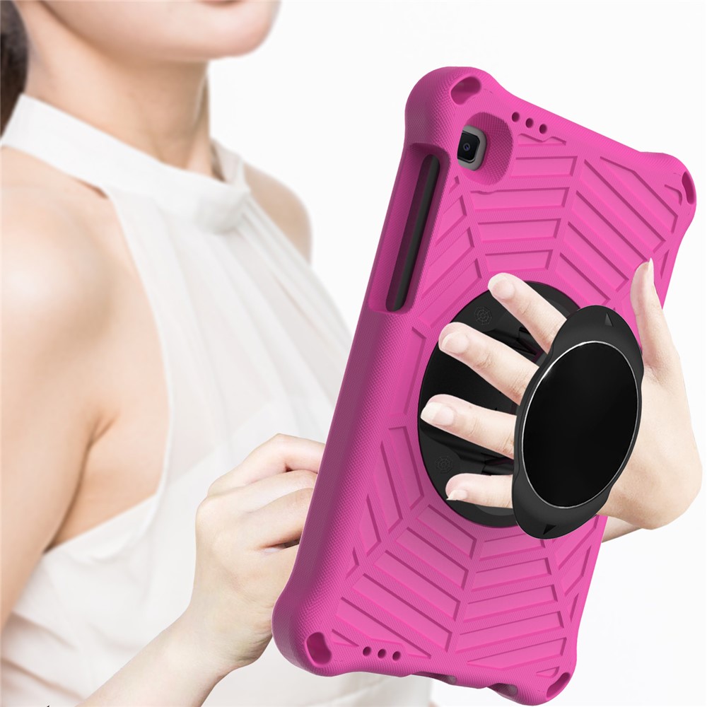 Diseño de Kickstand Spider Textura Web EVA Cubierta de Protección de Cubierta Con Correa Para el Hombro Para Samsung Galaxy Tab A7 Lite 8.7 Pulgadas - Rosa