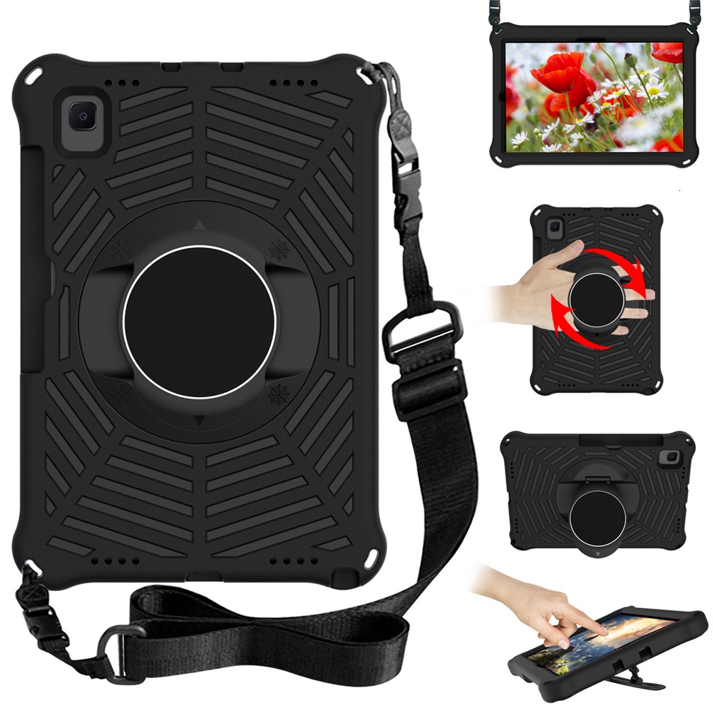 Spider Web Texture EVA Tablet Cover Case with Kickstand Shoulder Strap for Samsung Galaxy Tab S5e 10.5 (2019) SM-T720/T725 - Black-1