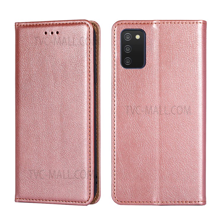 Stand Wallet Design Shockproof Stylish PU Leather Auto Closing Magnetic Flip Phone Case for Samsung Galaxy A03s (166.5 x 75.98 x 9.14mm) - Rose Gold-1