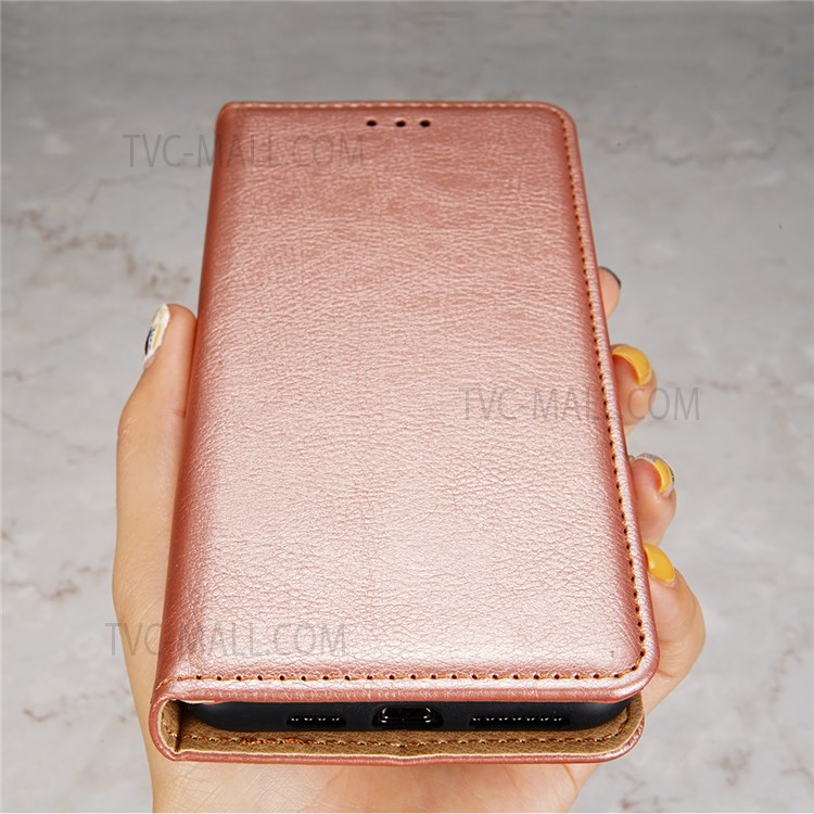 Stand Wallet Design Shockproof Stylish PU Leather Auto Closing Magnetic Flip Phone Case for Samsung Galaxy A03s (166.5 x 75.98 x 9.14mm) - Rose Gold-6