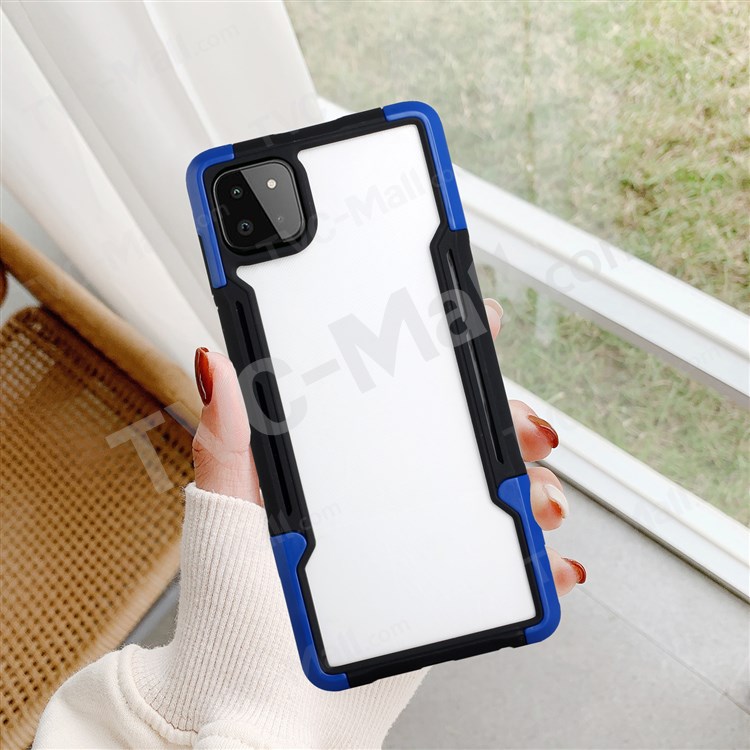 Anti-slip Grip TPU+Acrylic Hybrid Case Collision-resistant Back Cover for Samsung Galaxy A22 5G (EU Version) - Black/Blue-6