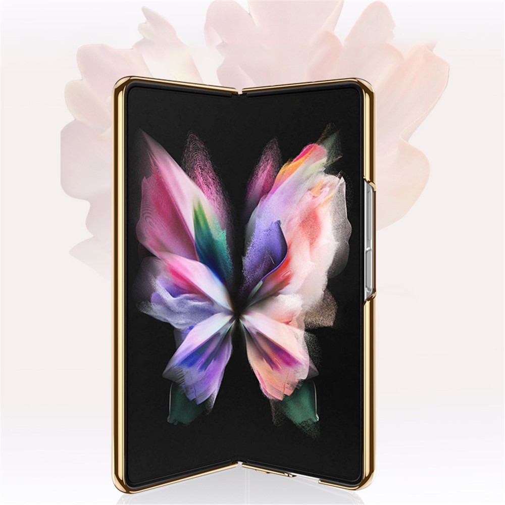 GKK Anti-Scratch IMD Graceful Marble Pattern Tempered Glass Back + Hard PC Shockproof Electroplating Cover for Samsung Galaxy Z Fold3 5G - Marble 13-2