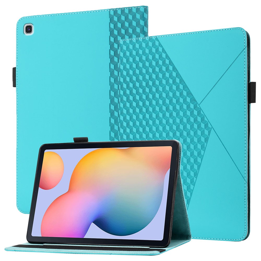 Stylish Rhombus Pattern Skin-touch Feeling Auto-absorbed Leather Tablet Protective Case Card Slots Cover for Samsung Galaxy Tab S6 Lite/P610/T615 - Blue-1