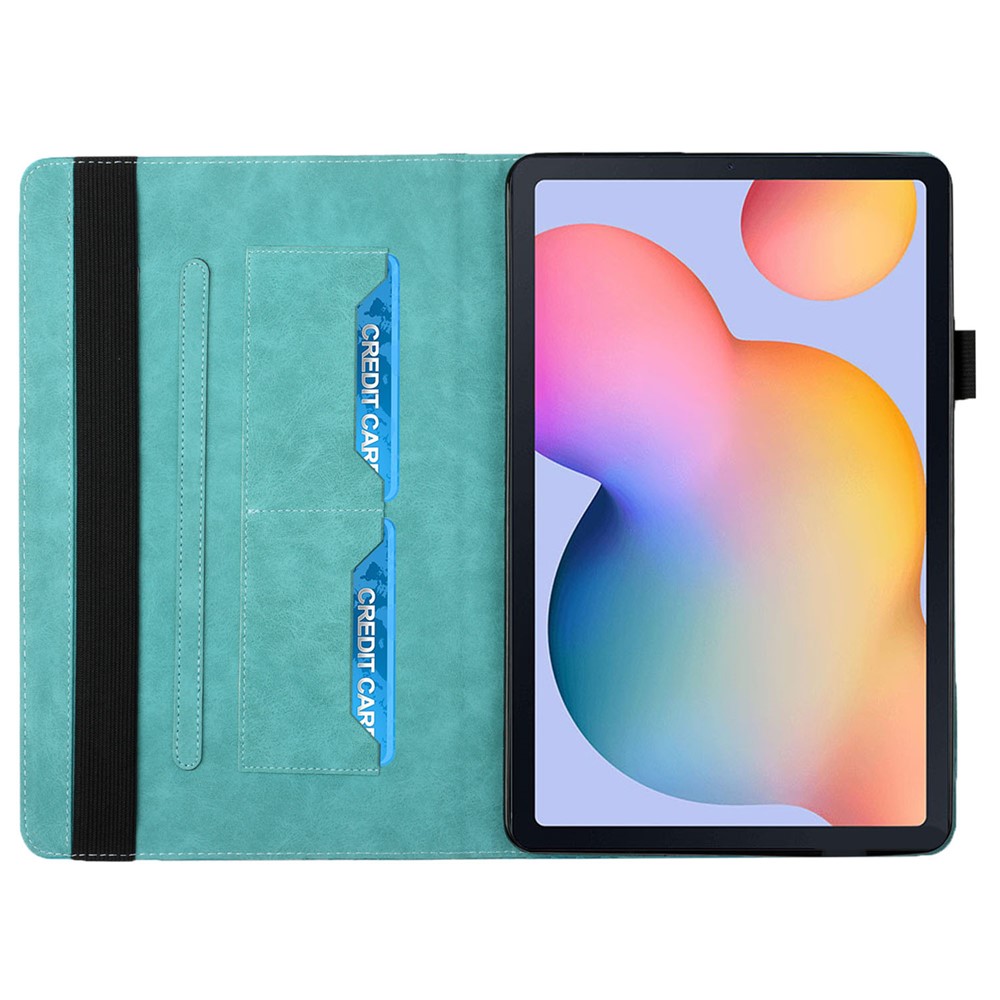 Stylish Rhombus Pattern Skin-touch Feeling Auto-absorbed Leather Tablet Protective Case Card Slots Cover for Samsung Galaxy Tab S6 Lite/P610/T615 - Blue-4