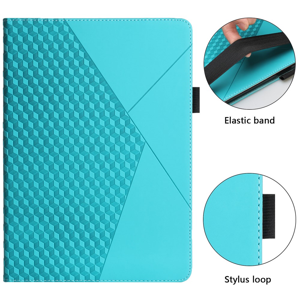 Stylish Rhombus Pattern Skin-touch Feeling Auto-absorbed Leather Tablet Protective Case Card Slots Cover for Samsung Galaxy Tab S6 Lite/P610/T615 - Blue-5