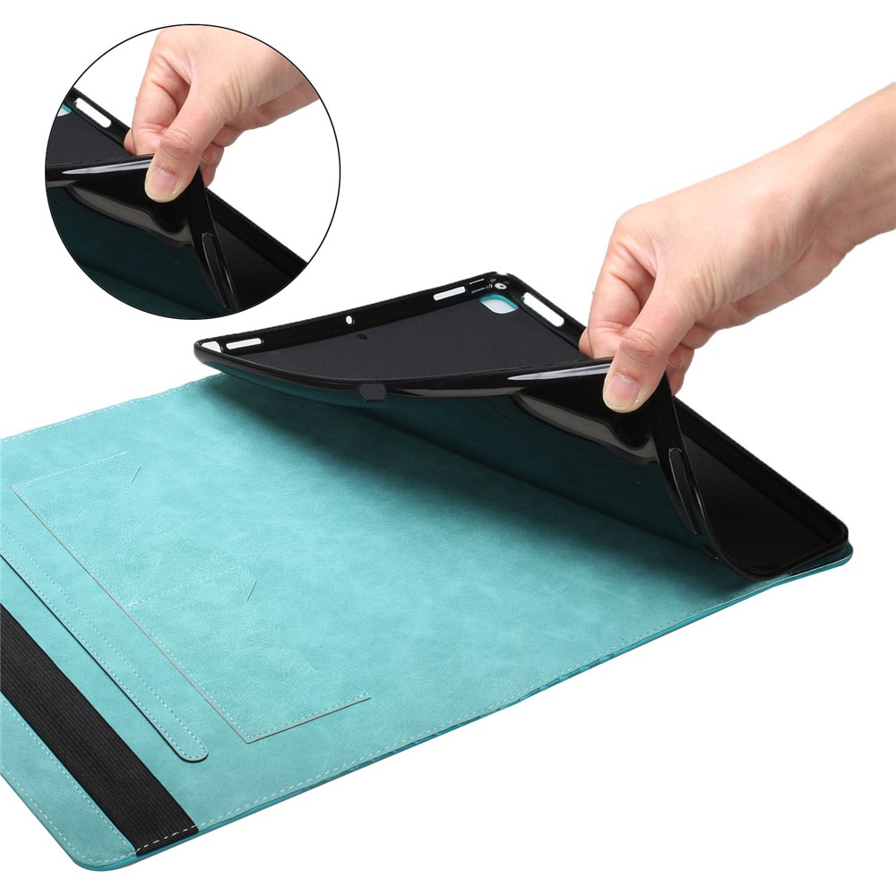 Stylish Rhombus Pattern Skin-touch Feeling Auto-absorbed Leather Tablet Protective Case Card Slots Cover for Samsung Galaxy Tab S6 Lite/P610/T615 - Blue-6