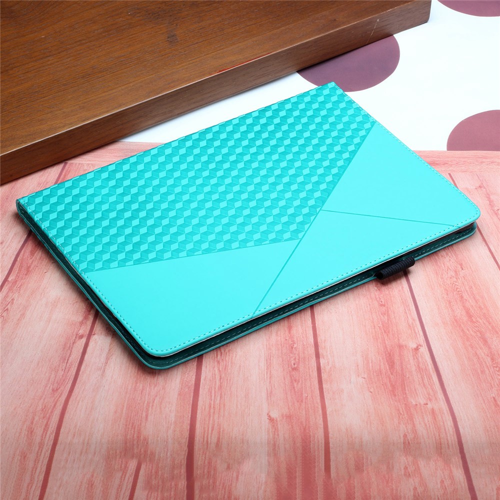 Stylish Rhombus Pattern Skin-touch Feeling Auto-absorbed Leather Tablet Protective Case Card Slots Cover for Samsung Galaxy Tab S6 Lite/P610/T615 - Blue-7