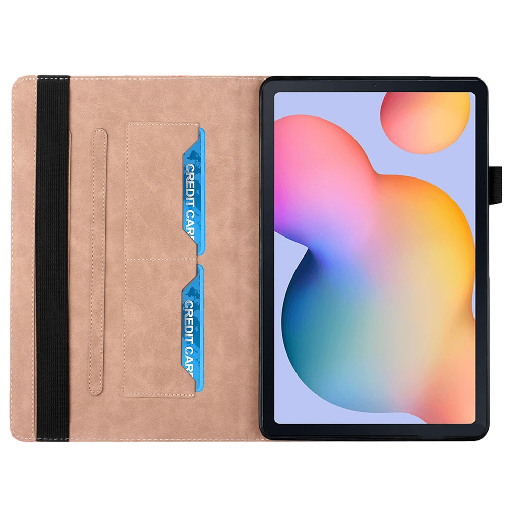 Stylish Rhombus Pattern Skin-touch Feeling Auto-absorbed Leather Tablet Protective Case Card Slots Cover for Samsung Galaxy Tab S6 Lite/P610/T615 - Rose Gold-4