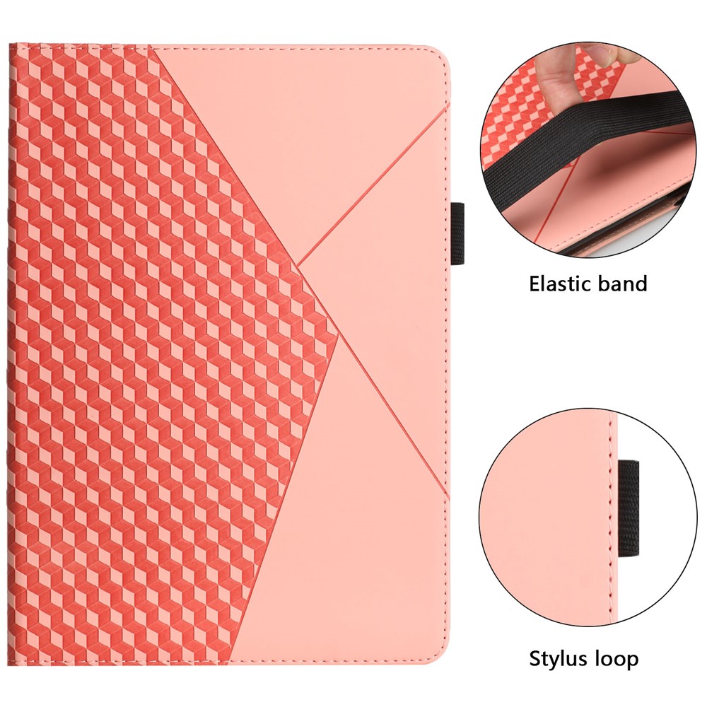Stylish Rhombus Pattern Skin-touch Feeling Auto-absorbed Leather Tablet Protective Case Card Slots Cover for Samsung Galaxy Tab S6 Lite/P610/T615 - Rose Gold-5