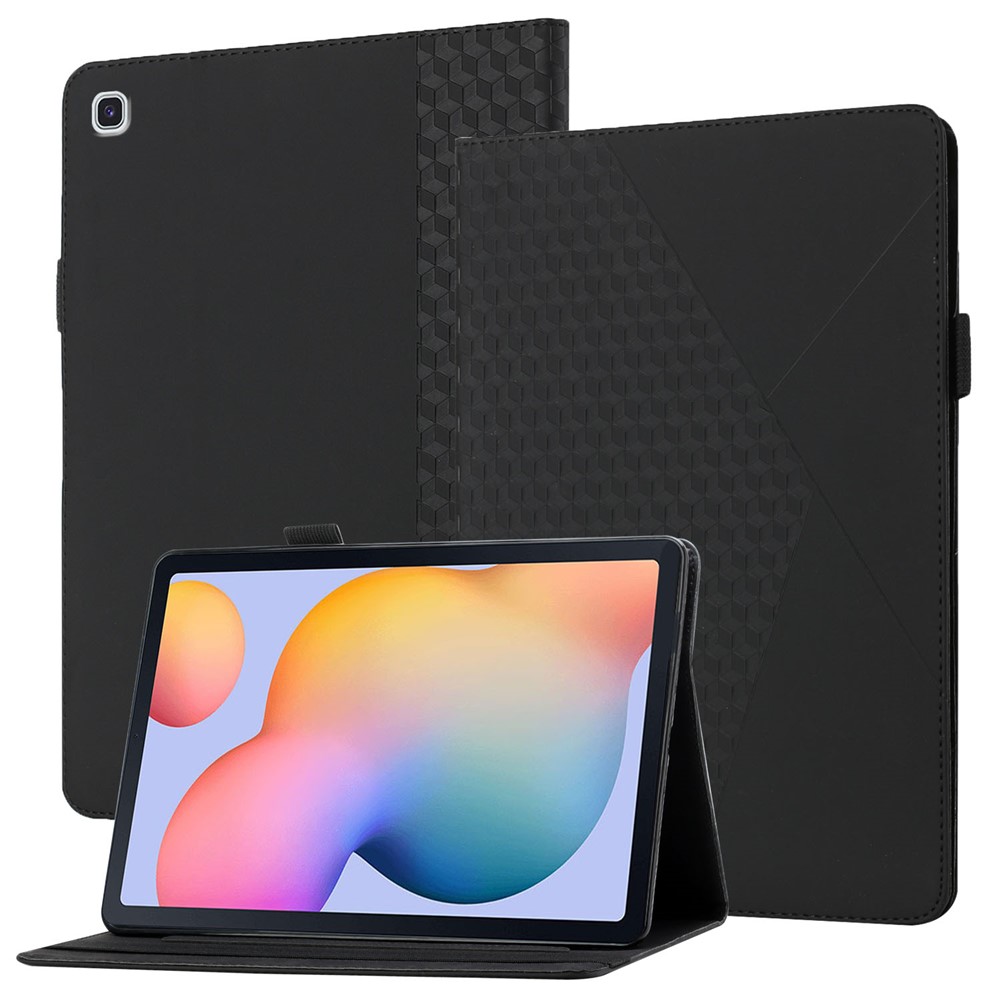 Stylish Rhombus Pattern Skin-touch Feeling Auto-absorbed Leather Tablet Protective Case Card Slots Cover for Samsung Galaxy Tab S6 Lite/P610/T615 - Black-1