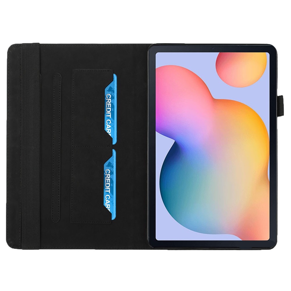 Stylish Rhombus Pattern Skin-touch Feeling Auto-absorbed Leather Tablet Protective Case Card Slots Cover for Samsung Galaxy Tab S6 Lite/P610/T615 - Black-4