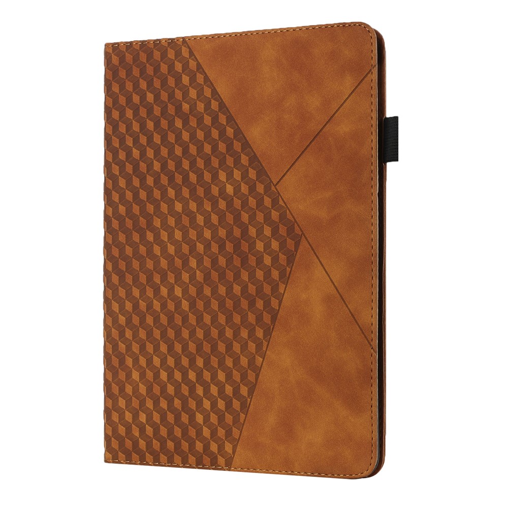 Card Slots Design Full Protective Skin-Touch PU Leather Tablet Protective Cover Case with Rhombus Imprinting and Anti-Slip Strap for Samsung Galaxy Tab A7 Lite 8.7-inch T220/T225 - Brown-2