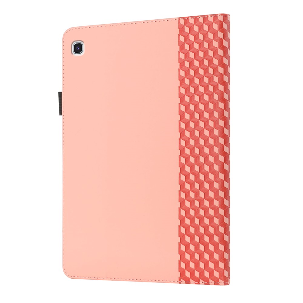 Card Slots Design Full Protective Skin-Touch PU Leather Tablet Protective Cover Case with Rhombus Imprinting and Anti-Slip Strap for Samsung Galaxy Tab A7 Lite 8.7-inch T220/T225 - Rose Gold-3